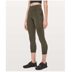 Lululemon Women’s Time To Sweat Size 12 Crop 23" Dark Olive Activewear Leggings